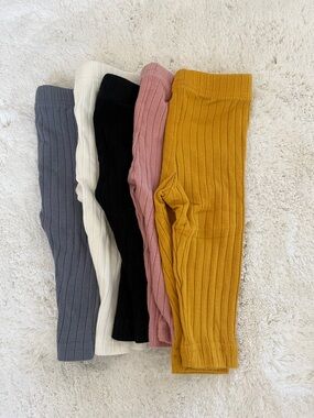 Kids Ribbed Legging Set - Mustard, Pink, Black, White, Blue